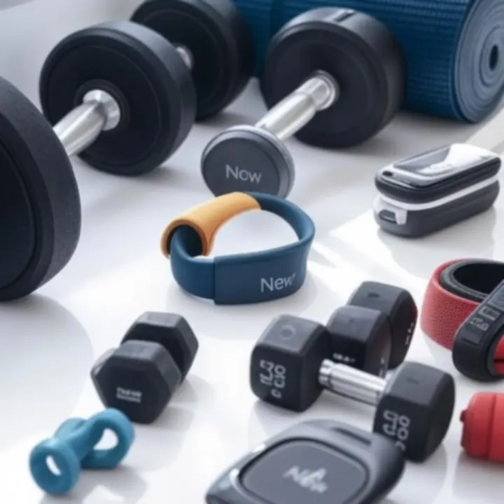 Új sport- és fitnesztermékek illusztrációja